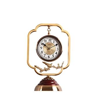 Imagem de WYUYIWH Relógio de mesa vintage relógio de mesa estilo europeu relógio de mesa retrô relógio de mesa de metal ornamentos de mesa casa quarto relógio de cabeceira relógio de mesa mudo relógios de