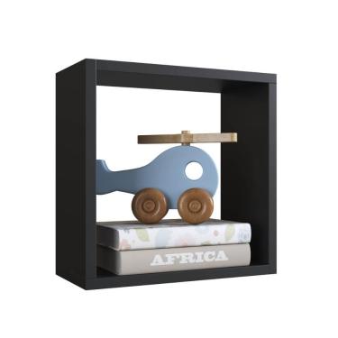Imagem de Nicho Infantil Organizador Multiuso Pequeno Quadrado Preto MDP Brinquedos Decoração