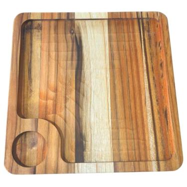 Imagem de Petisqueira Quadrada Madeira Teca 23cm Molheira Frios Petiscos Aperitivos Zanline
