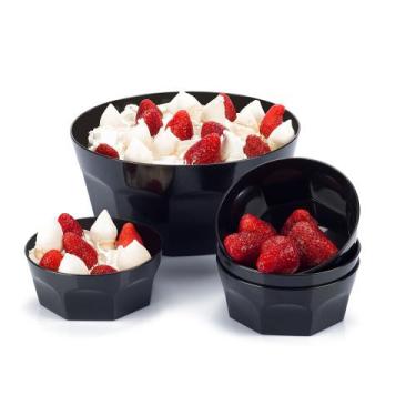 Imagem de Kit Sobremesa Cumbuca e Tigelas 5 Peças Preto Moda Do chef
