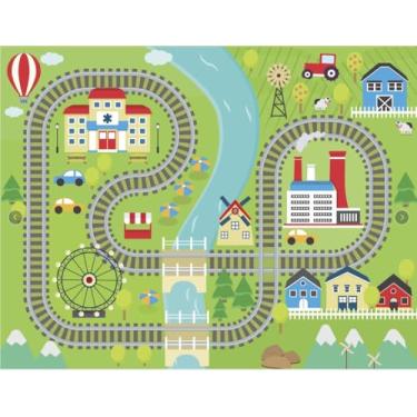 Imagem de Tapete Infantil Emborrachado Antiderrapante 100x140cm Fazenda