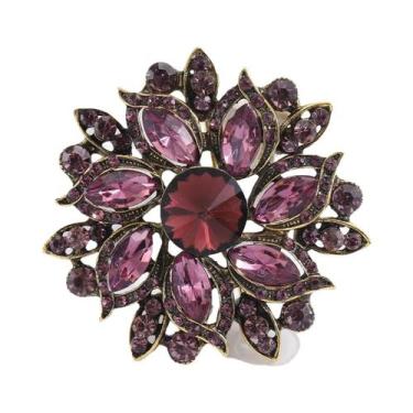Imagem de Broches Grandes de Flores com Strass - 8 Cores - Acessórios de Festa L
