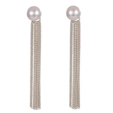 Imagem de DIAMANTIO Brincos de borla elegantes banhados a ouro 18K – Brincos femininos com franja de corrente de prata, Large, Cobre, Sem pedra preciosa