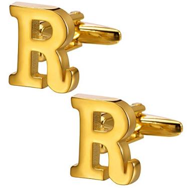 Imagem de Abotoaduras HAWSON masculinas banhadas a ouro para negócios, acessório de camisa de casamento Dourado