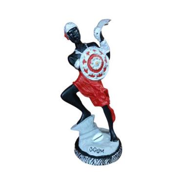 Imagem de Imagem Ogum Vermelho 16cm em Resina Umbanda Candomble - Pena Verde