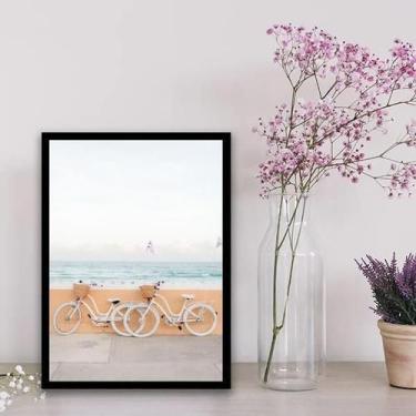 Imagem de Quadro Fotografia Praia Bicicletas 45X34Cm - Com Vidro - Quadros On-Li