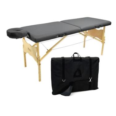 Imagem de Maca Profissional Portátil Antares Legno – Altura Regulável, com Bolsa de Transporte, Preta (Cinza)