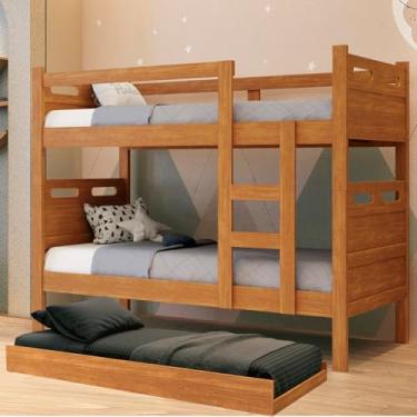 Imagem de Treliche Barreto Multifuncional Vira 2 Camas com Cama Auxiliar,100% MDF, 156 x 94 x 204 cm, Suporta 100 kg por Cama (Nature)