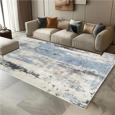 Imagem de Tapete decorativo abstrato estilo nórdico para sala de estar, flanela macia, decoração de quarto, tapete de cor clara para sala de estar, sofá (200 x 300 cm, 78,7 x 118 pol./Flanela-6)