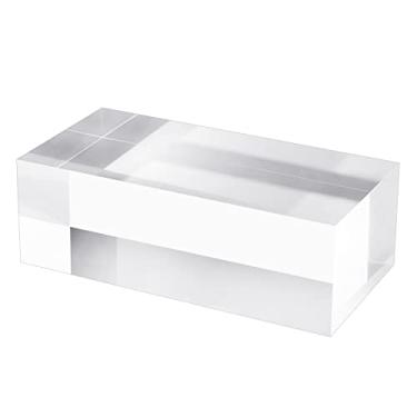 Imagem de CiaoHER Bloco De Exibição De Cubo De Acrílico Sólido De 2 Pol. De Espessura, Pedestal Polido Transparente, Base Sólida De 2" X 3" X 6", 1 Pacote