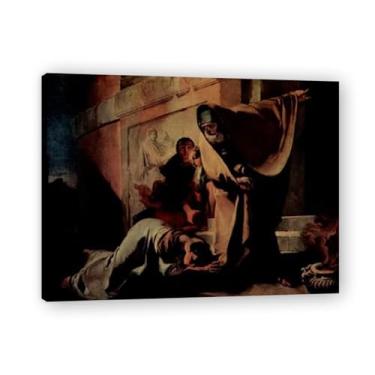 Imagem de Impressão em tela Tiepolo The Repudiation of Hagar Giovanni Battista – Obra-prima rococó barroca, pintura escolar de Veneza, pintura a óleo decorativa para galeria doméstica 20 x 26 cm