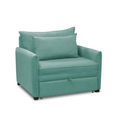 Imagem de Poltrona Cama Retrátil Solteiro com Rodízio Cloe Bouclê Azul Turquesa E03 - D`Rossi