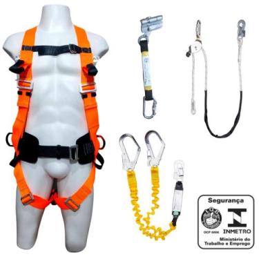 Imagem de Kit Cinto de Segurança tipo Paraquedista com Talabarte e Trava quedas.