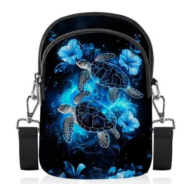 Imagem de FyLybois Bolsa transversal feminina para celular, bolsa de ombro casual, carteira com alça ajustável para viagens, Azul claro