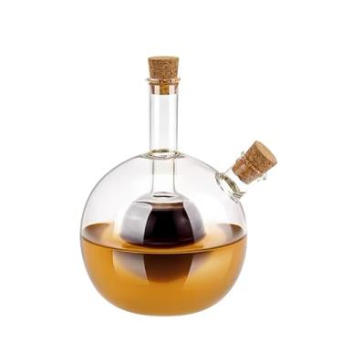 Imagem de WINAKUI Garrafa dispensadora de óleo e vinagre 2 em 1, recipiente dispensador de azeite de oliva e vinagre balsâmico, dispensador de vidro duplo transparente para cozinha