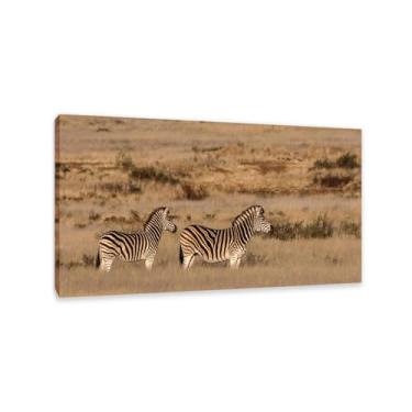 Imagem de Imagens de animais em preto e branco para decoração de parede Duas zebras animais selvagens na pastagem, impressão de cavalo, pintura de arte de parede de zebra, decoração de parede para sala de estar