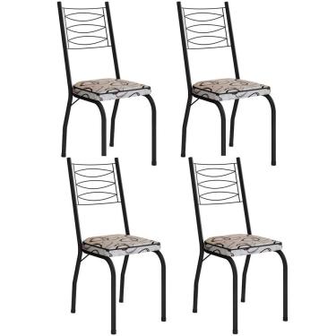 Imagem de Kit 4 Cadeiras Aço Carbono Tubular Metálica Acabamento D-25 Luana