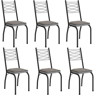 Imagem de Kit 6 Cadeiras Aço Carbono Tubular Metálica Acabamento D-25 Luana