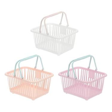 Imagem de PATIKIL 3 peças pequenas cesta de plástico, mini cesta de armazenamento de mercearia pequenas cestas de compras com alças organizador de água filtrada para organizar brinquedos, ovos, frutas, legumes