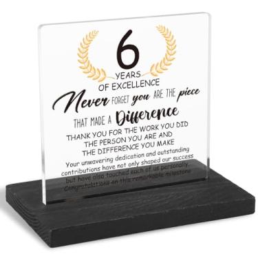 Imagem de FOUGSTA Decoração De Mesa Para Aniversário 6 Anos Trabalho, Presente Funcionário, Promoção Colega Trabalho Da 6ª Série, Placa Acrílico Transparente Moderna Com Citações Inspiradoras, 10 X 1,5 Cm, Xx