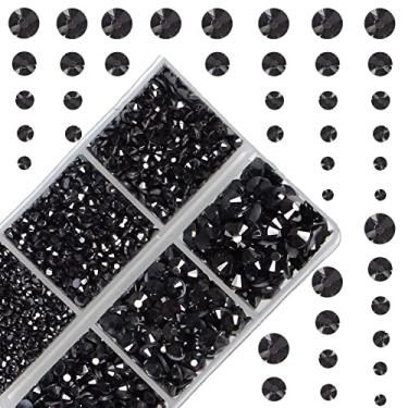 Imagem de MASSIVE BEADS 10.000 Peças, 2 Caixas, Tamanhos Variados, Cristais Redondos, Pedras Preciosas, De Vidro, Strass Com Fixação A Quente, Parte Traseira Plana, Pinça E Lápis Depilação (Preto Hematita)