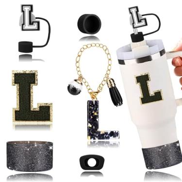 Imagem de Conjunto de acessórios para copos Stanley, incluindo 2 peças de capa de canudo de 1 cm, 1 conjunto de 3 tampas de silicone à prova de derramamento, 1 pingente de alça de flor fofo, 1 bota de silicone