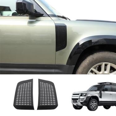 Imagem de JONKOKO Guarnição Decorativa Para Para-Lama De Carro Compatível Com Land Rover Defender 90 110 130 2020-2025, Tampa Ventilação Lateral, Acessórios Externos (Preto, Liga Alumínio)