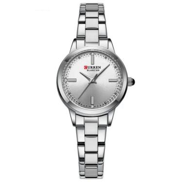 Imagem de Relógio de pulso feminino com mostrador fino design strass moda casual