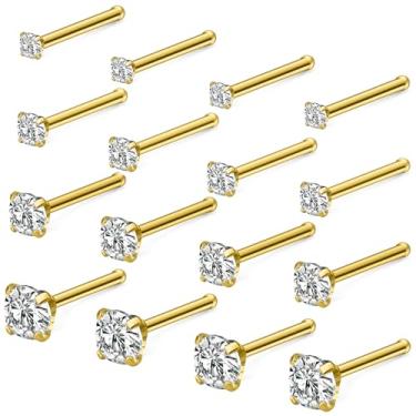 Imagem de Kridzisw 18G 20G 22G 24G Anéis de nariz de aço inoxidável zircônia cúbica piercing de narina para mulheres homens CZ tamanho 1,5 mm 2 mm 2,5 mm 3 mm 3,5 mm 4 mm, Metal, Cristal