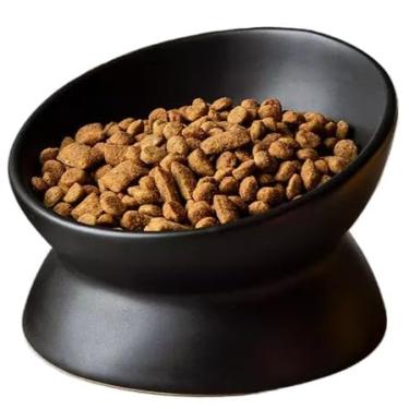 Imagem de Comedouro para Gatos de Cerâmica Elevado Ergonômico (Comedouro Preto)