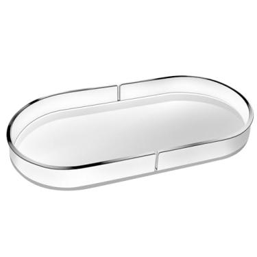 Imagem de Bandeja decorativa de acrílico, perfume, joias, bugigangas, para banheiro, sabonete, tanque, pia pequena, vela para pegar todos os organizadores, 30 x 16 cm, transparente