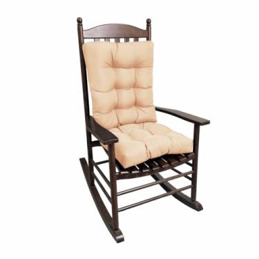 Imagem de psmacra Almofada para cadeira de balanço, conjunto de almofadas espessas para assento e cadeira traseira, almofadas de cadeira de pátio espessas macias para ambientes internos/externos (Khahi)