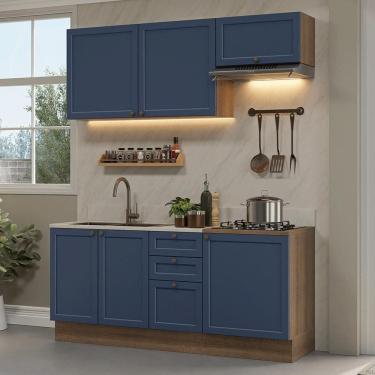 Imagem de Armário De Cozinha Compacta 180 Cm Rustic/azul Vik Madesa 01 Rustic/azul