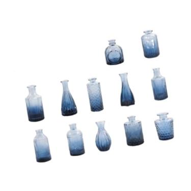 Imagem de Generic 12 peças de vasos de vidro para flores, vasos decorativos, centro de mesa elegante, presente para mãe, arranjos de flores para quarto e escritório, Azul
