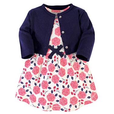 Imagem de Touched by Nature Vestido e cardigã de algodão orgânico para bebês meninas, Rosa coral, 6-9 Meses
