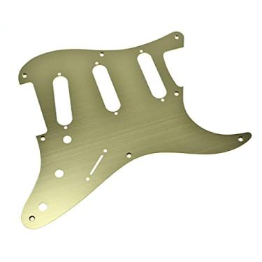 Imagem de KAISH 8 furos metal alumínio anodizado estilo vintage ST/Strat SSS Pickguard placa de proteção de palheta para guitarra USA/México Stratocaster/Strat Gold