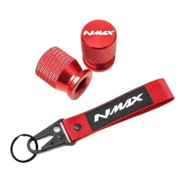 Imagem de jininshengxindianzi Compatible With NMAX N-Max 125 155 NMAX125 Nmax155 Scooter Accessories Tyre Valve Cover Cap&Motorcycle Embroidery Key Chain Keychain(Combination Red)
