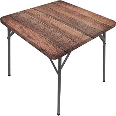 Imagem de Capa de mesa de madeira ajustada, estampa de textura de prancha de madeira, toalha de mesa impermeável interna/externa, sala de jantar de pátio e cozinha, serve para mesa de 122 x 182 cm