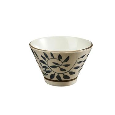 Imagem de Tigela de arroz colorida sob o vidrado japonês, retrô, simples, requintada, resistente a altas temperaturas e prática - chapéu de 12,7 cm - folhas voando