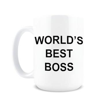 Imagem de Hogg Caneca Worlds Best Boss, The Office Mug, 425.2 g Ceramic The Office Coffee Cup, World's Best Boss, Dunder Mifflin Merchandise, Michael Scott Cup
