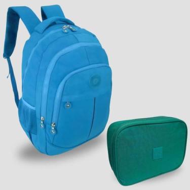 Imagem de Kit Escolar Bolsa Infantil e Estojo Box Feminino Kit Escolar Impermeáv