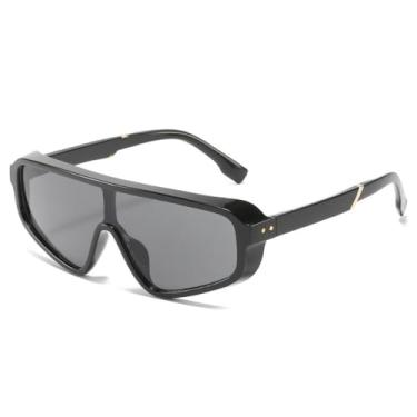 Imagem de Óculos de sol punk vintage, masculino e feminino, fashion, uma peça, óculos de sol femininos, retrô, marrom, óculos escuros, preto, tamanho único