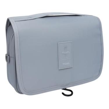 Imagem de Necessaire Bolsa de Mão Travel com Gancho Organizadora Multiuso Porta Objetos Dobrável Unissex Espaçosa Viagem (Cinza)