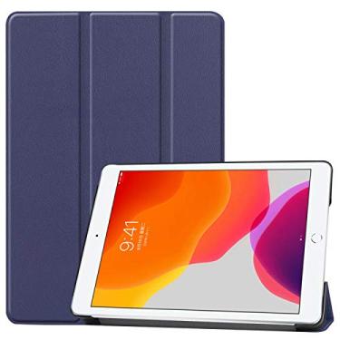 Imagem de Capa de couro para Apple iPad 10.2 2019, 7ª 2020, 8ª geração, ultrafina, suporte fólio, leve, hibernar/despertar, capa inteligente para iPAD 10.2 A2197 A2198 A2199 A2200 A2428 A2429 A2430 (azul