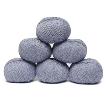 Imagem de Conjunto de 6 novelos de lã de alpaca 100% bebê, peso volumoso, feito no Peru, macio e perfeito para tricô e crochê (azul celeste, volumoso - 6 novelos)