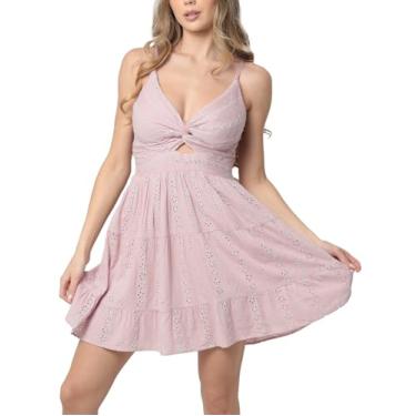 Imagem de Angie Vestido de verão feminino Peekaboo com saia em camadas, Rosa Frost, G