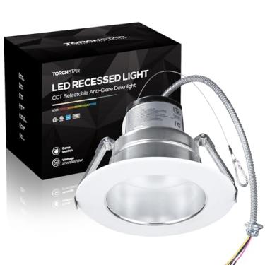 Imagem de TORCHSTAR Luminárias Led Embutidas Comerciais De 5 Unidades 6", Downlight Ultrabrilhante 27 W E 3000 Lm Para Tetos 14 A 20 Pés Altura, 120 V 347 V, W/19 W/13 W, Cri90 Sem Lâmpada Regulável 0 10 K/3