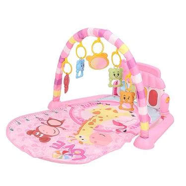 Imagem de Naroote Academias de Bebês Tocam Tapetes, Girafas Early Education Puzzle Mirror Pinging Baby Musical Activity Tat for Home (Rosa)