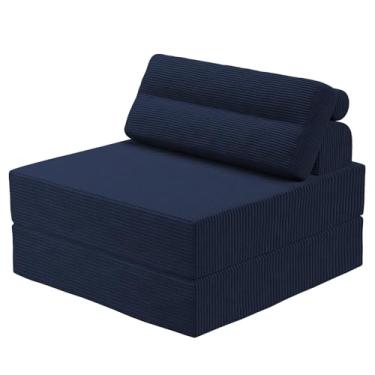 Imagem de MeMoreCool Sofá cama conversível cadeira dobrável, cadeira de dormir desossada com travesseiro, sofá dobrável, espreguiçadeira futon de chão preguiçoso para hóspedes pequenos espaços, colchão dobrável