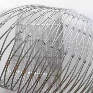 Imagem de 304 Rede De Corda De Aço Inoxidável, Varanda Escada Cabo De Fio Durável Veado Rede De Esgrima, Cerca De Barreira De Aves De Aves De Animais, Para Limite De Fazenda De Jard, 10cm Mesh, 0.8x1m